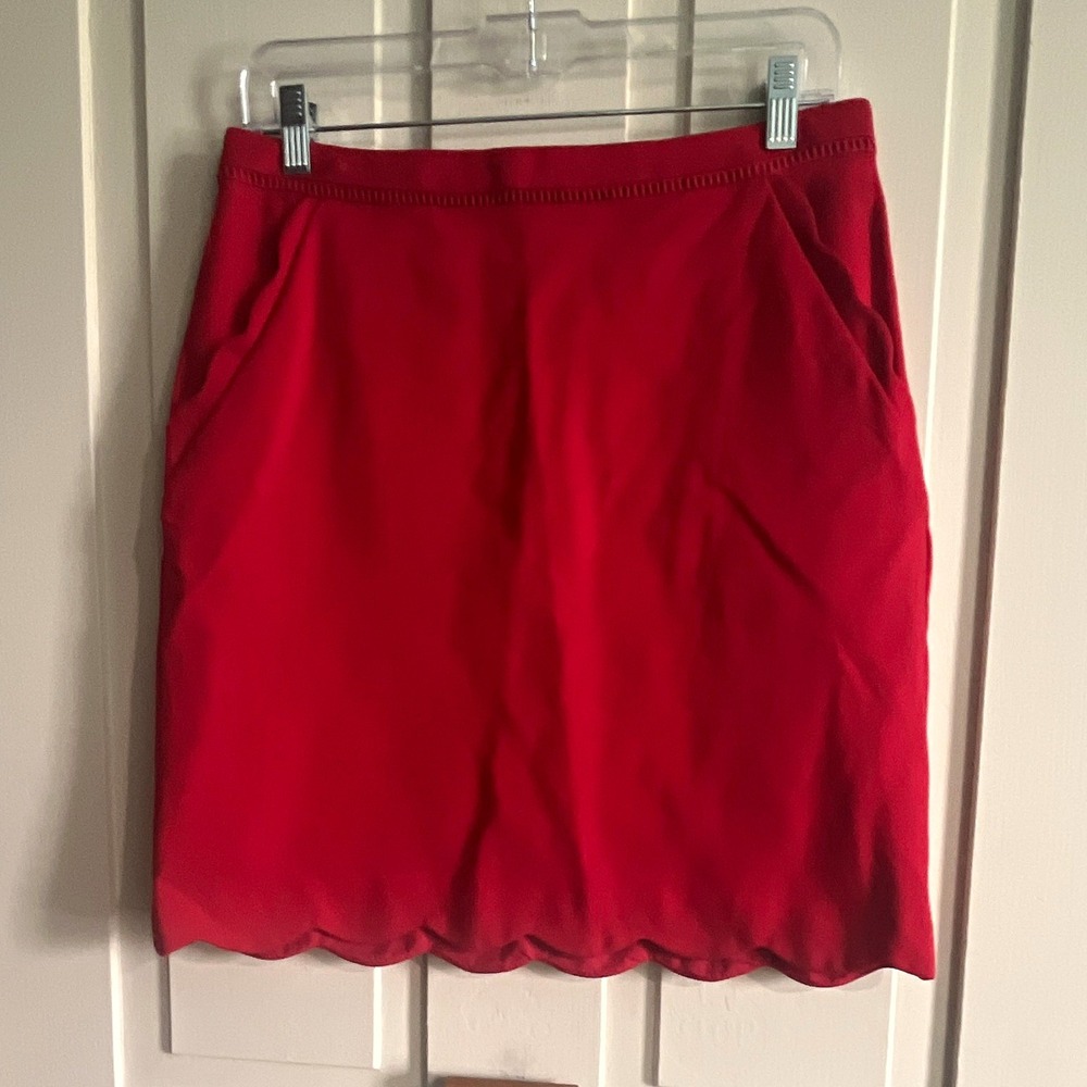 Skies Are Blue Womens L Red A-Line Short Pull On Elastic Skirt Pockets 51184